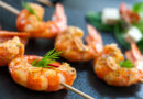 Appetizing queen prawn brochette